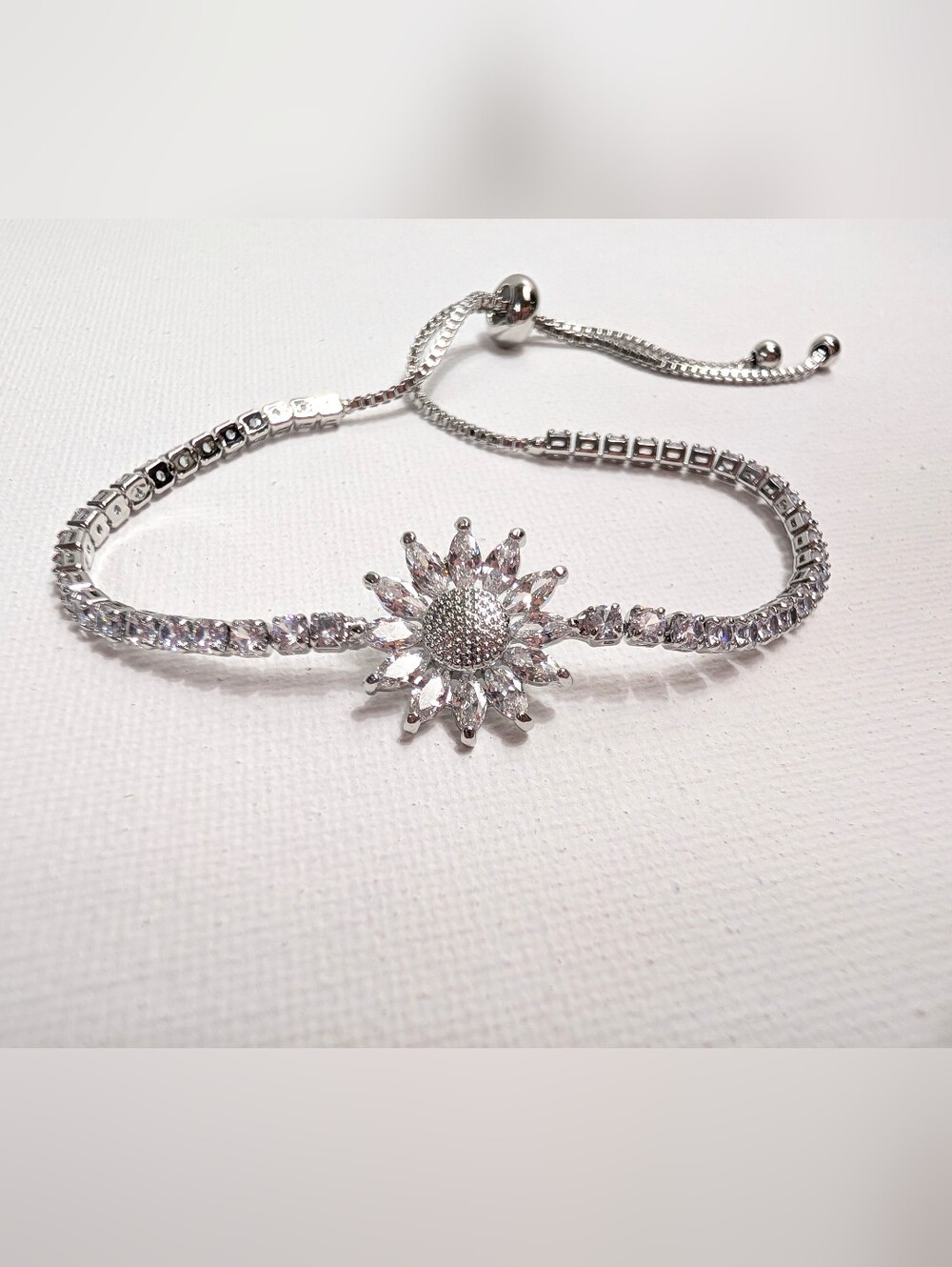 Swarovski Crystal Sun Bolo Tennis Bracelet Size Adjustable